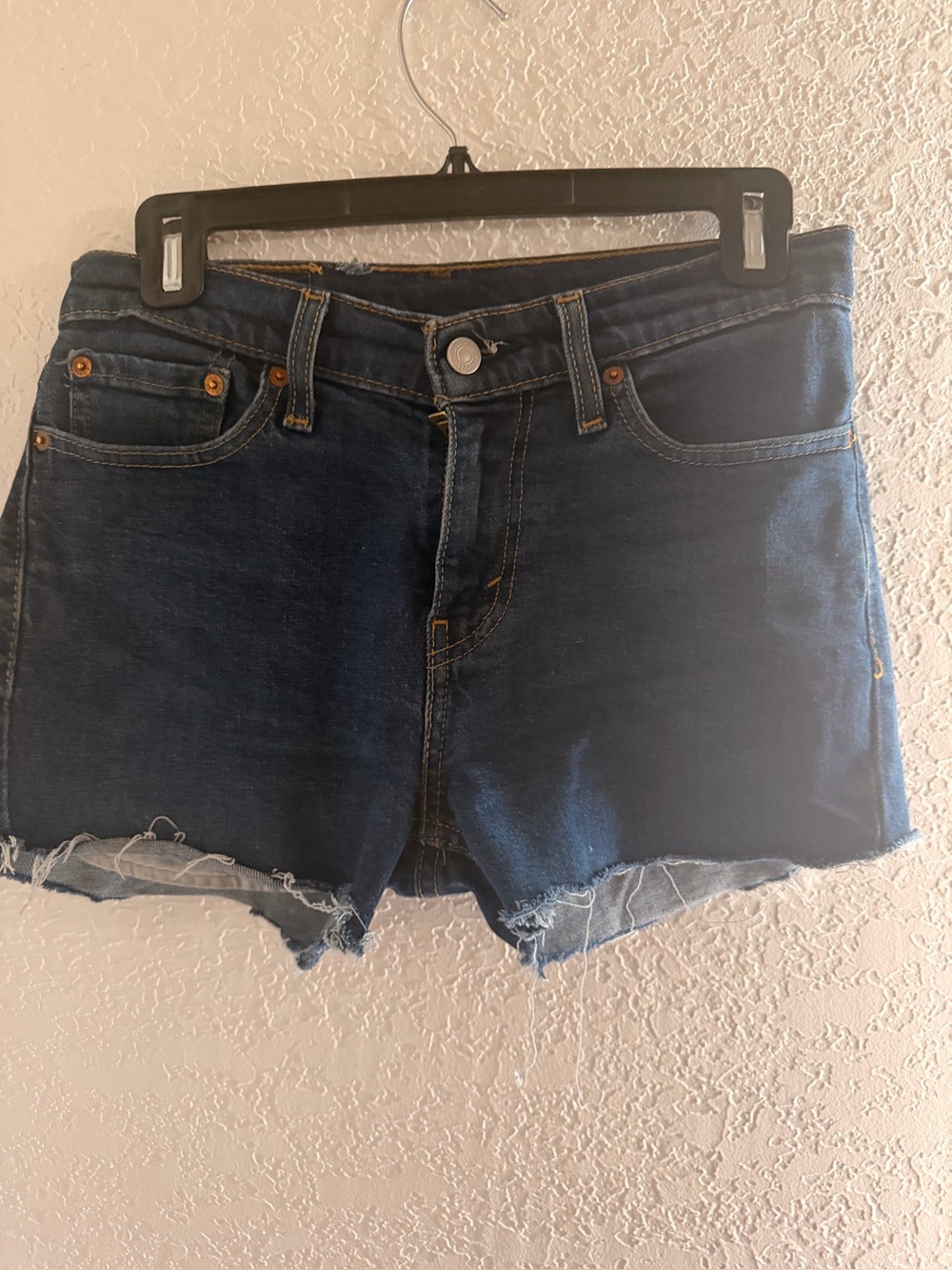 Levi's Dark Blue Denim Cutoff Shorts with Raw Hem